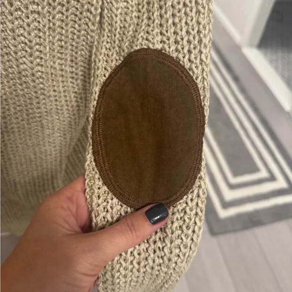 RD Style Women's Beige Sweater with Elbow Patch Detail Size M - Picture 5 of 8